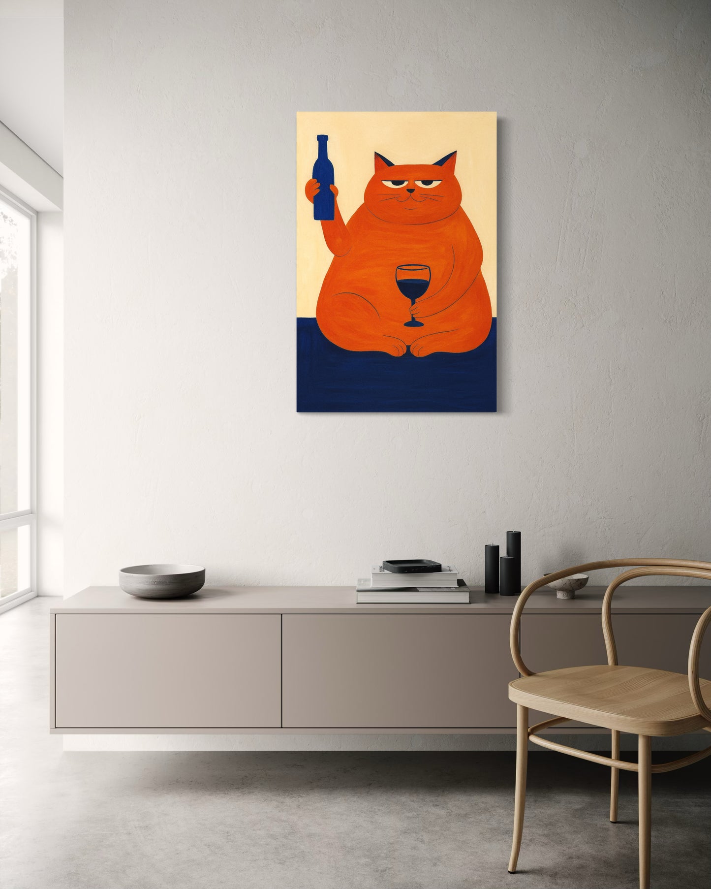 Cuadro Canvas - Gato con vino