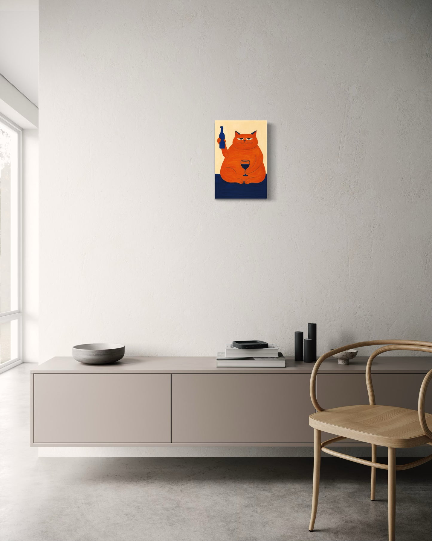 Cuadro Canvas - Gato con vino