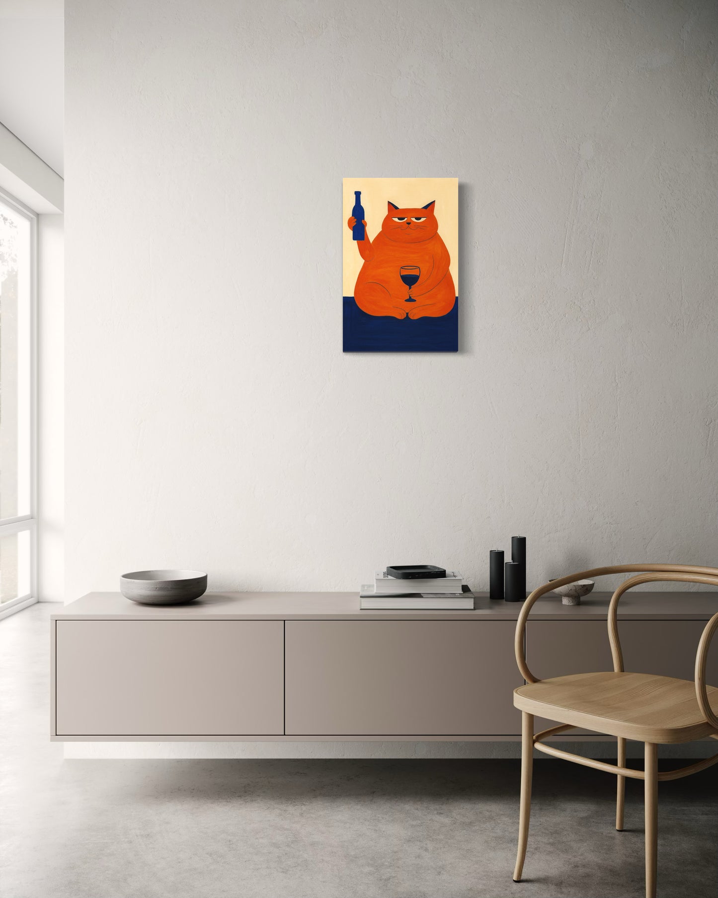 Cuadro Canvas - Gato con vino