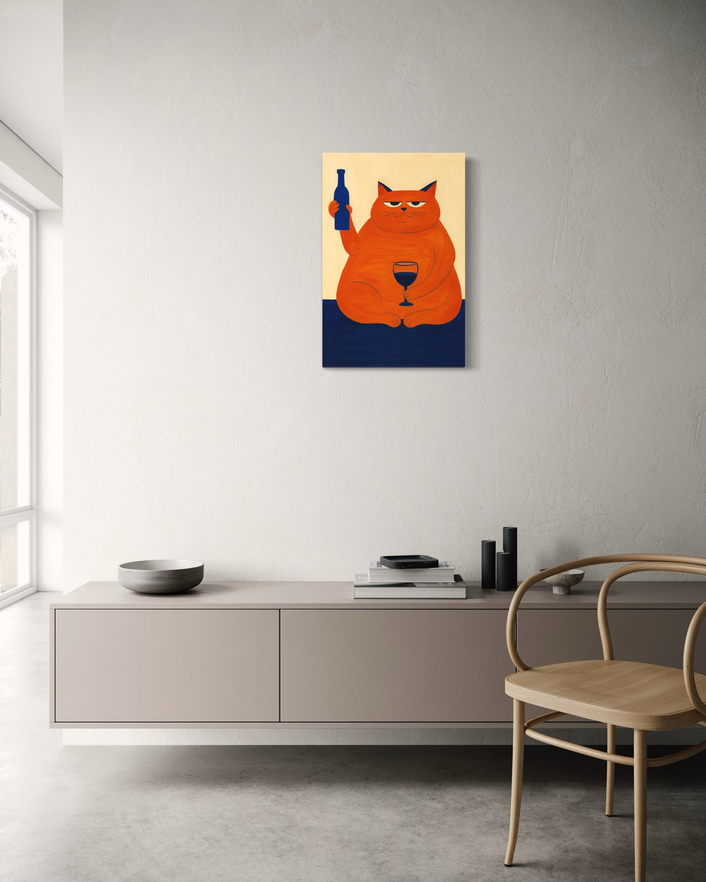 Cuadro Canvas - Gato con vino