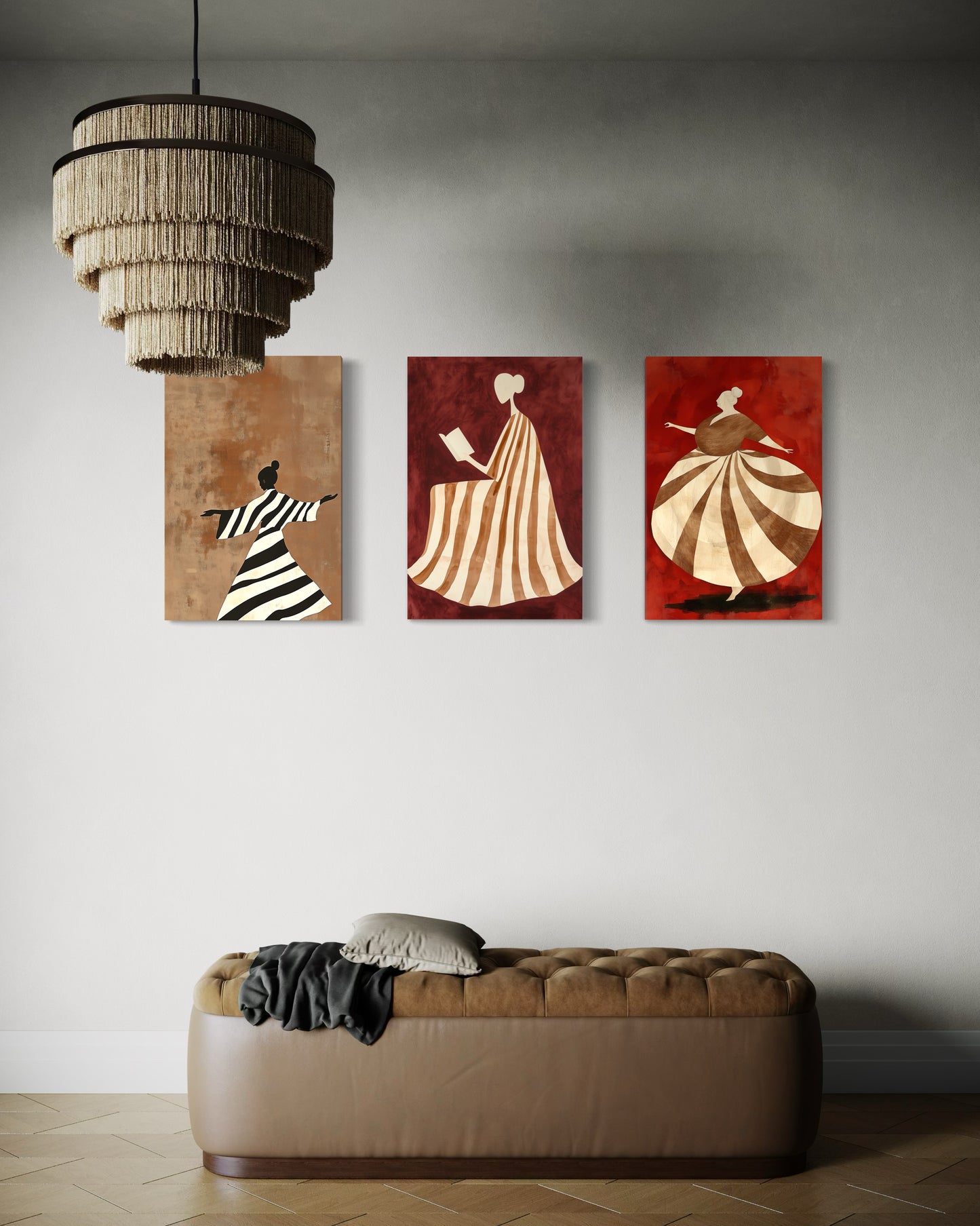 Set de 3 Cuadros Canvas - Woman Lines