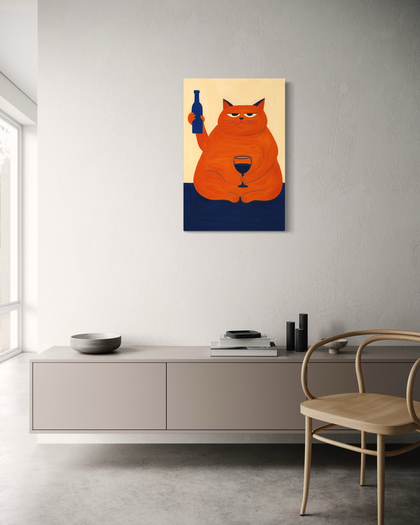 Cuadro Canvas - Gato con vino