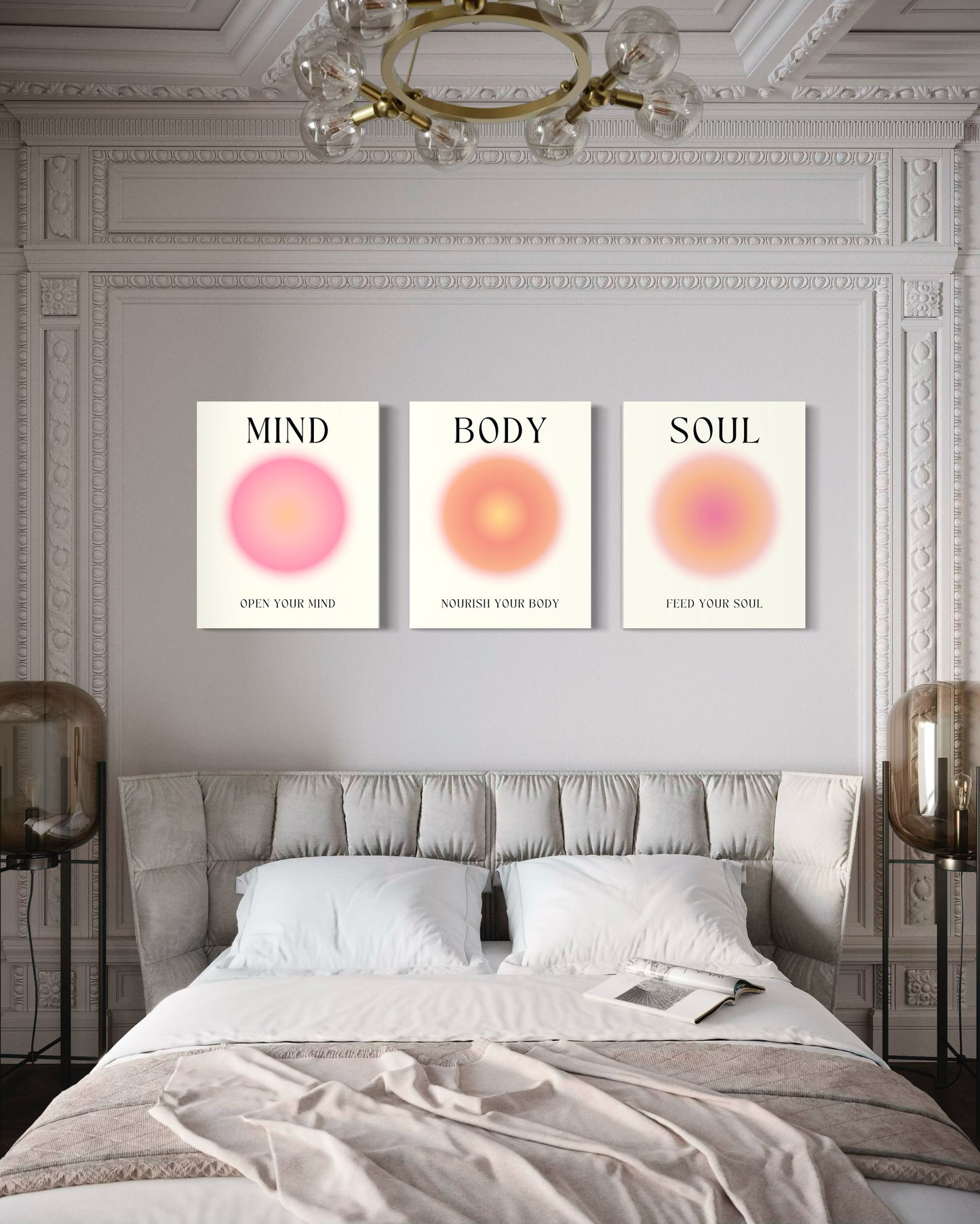 Set de 3 Cuadros Canvas – Mind Body Soul