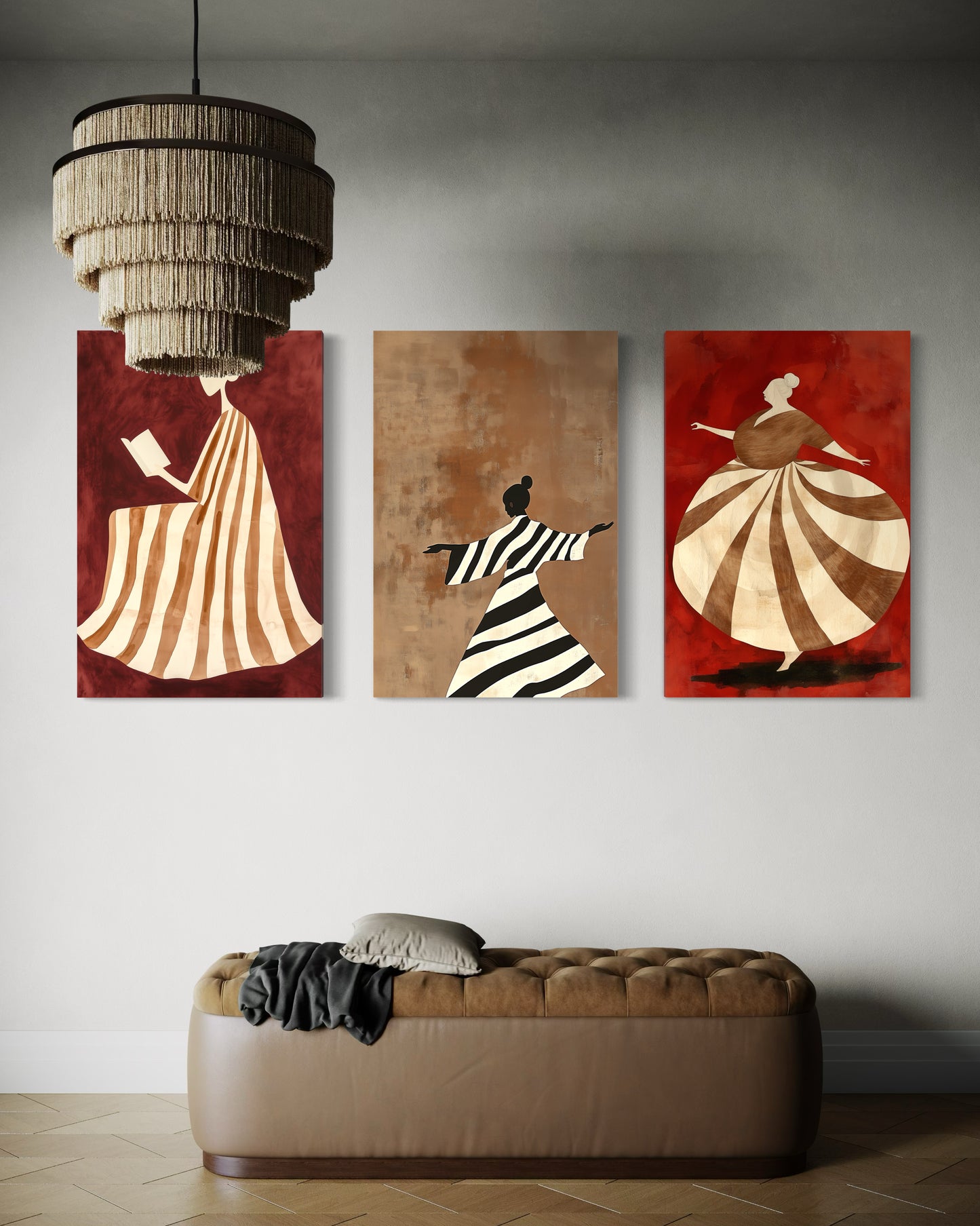 Set de 3 Cuadros Canvas - Woman Lines