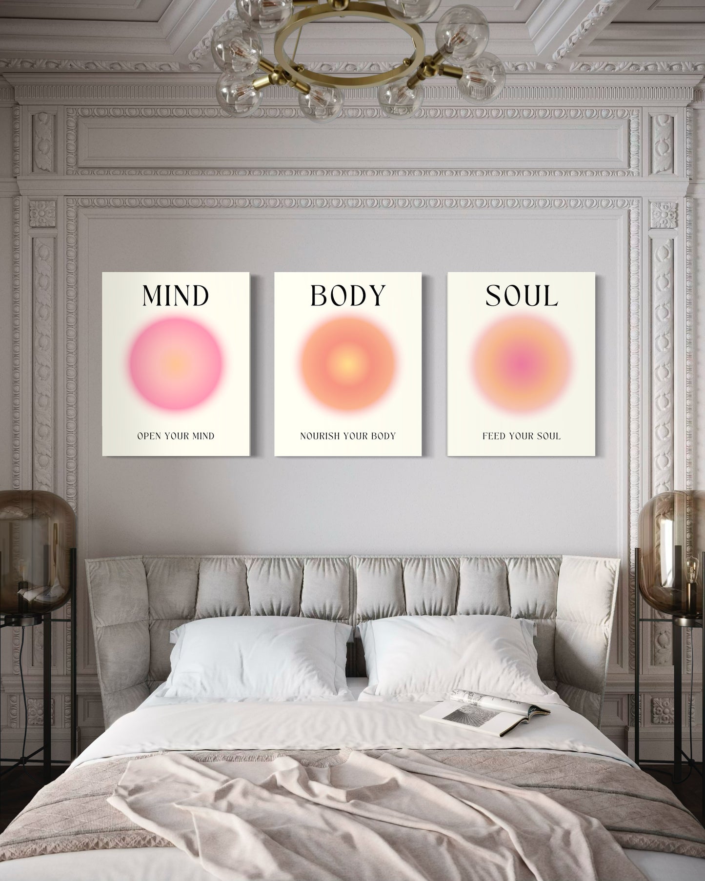 Set de 3 Cuadros Canvas – Mind Body Soul