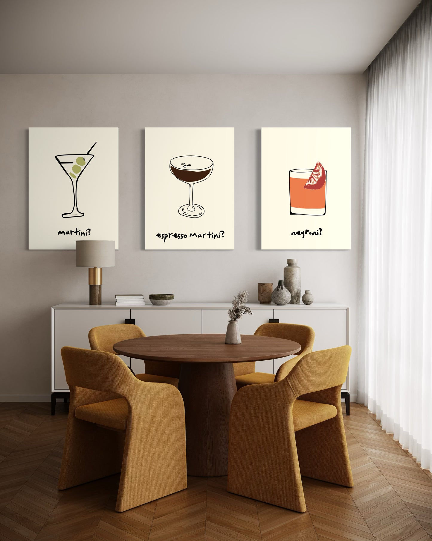 Set de 3 Cuadros Canvas – Cocteles Clásicos