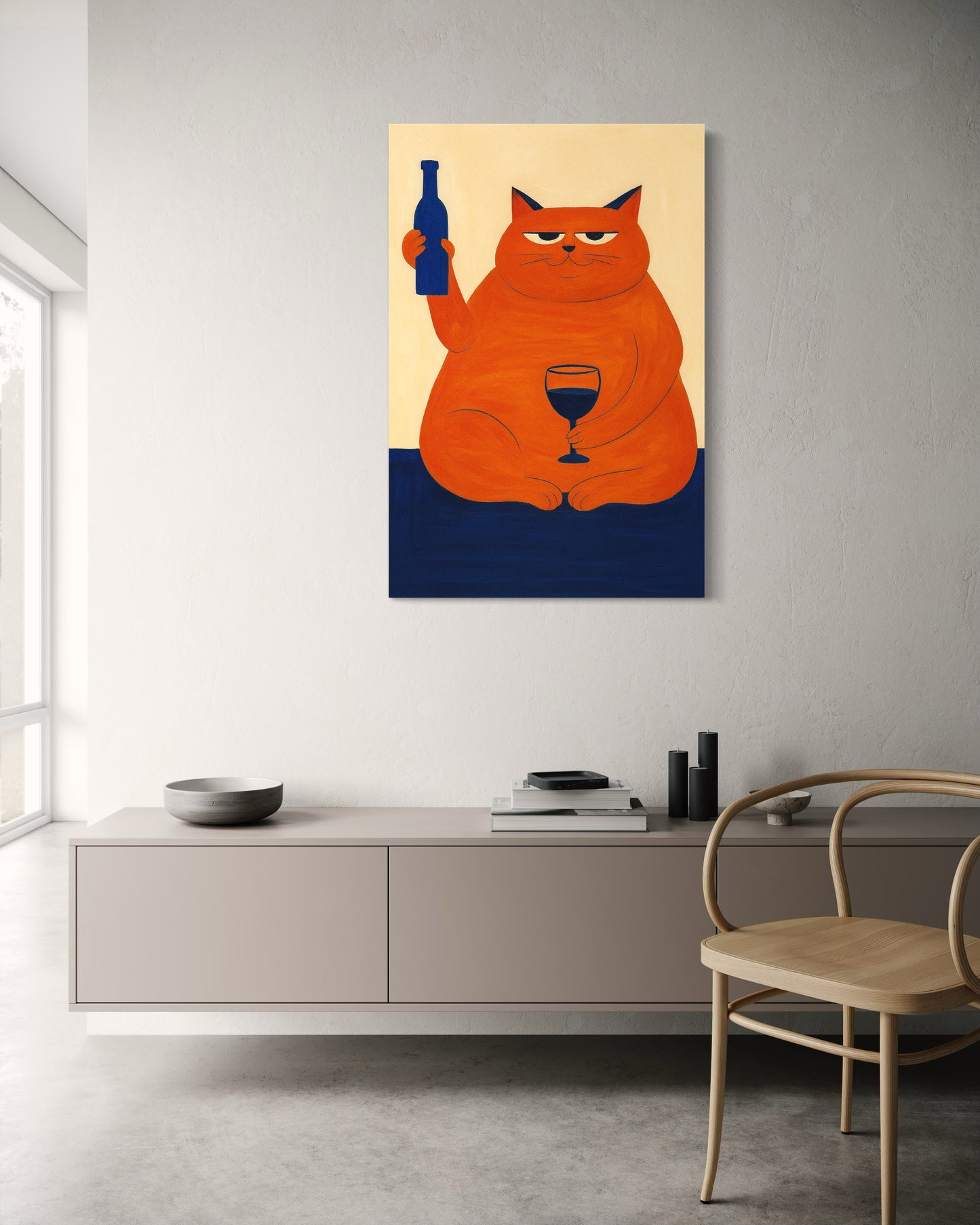 Cuadro Canvas - Gato con vino
