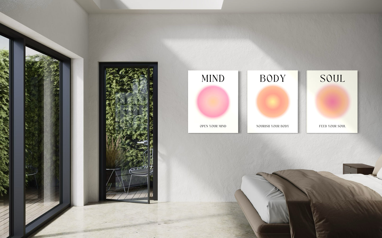 Set de 3 Cuadros Canvas – Mind Body Soul