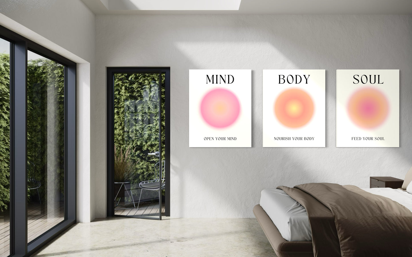 Set de 3 Cuadros Canvas – Mind Body Soul