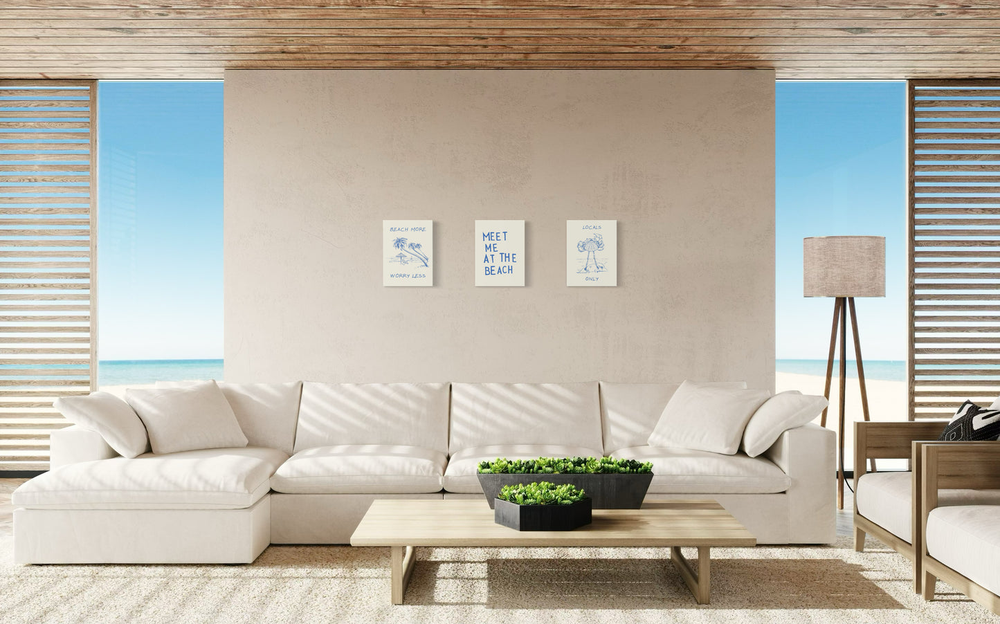 Set de 3 Cuadros Canvas – Meet Me at the Beach