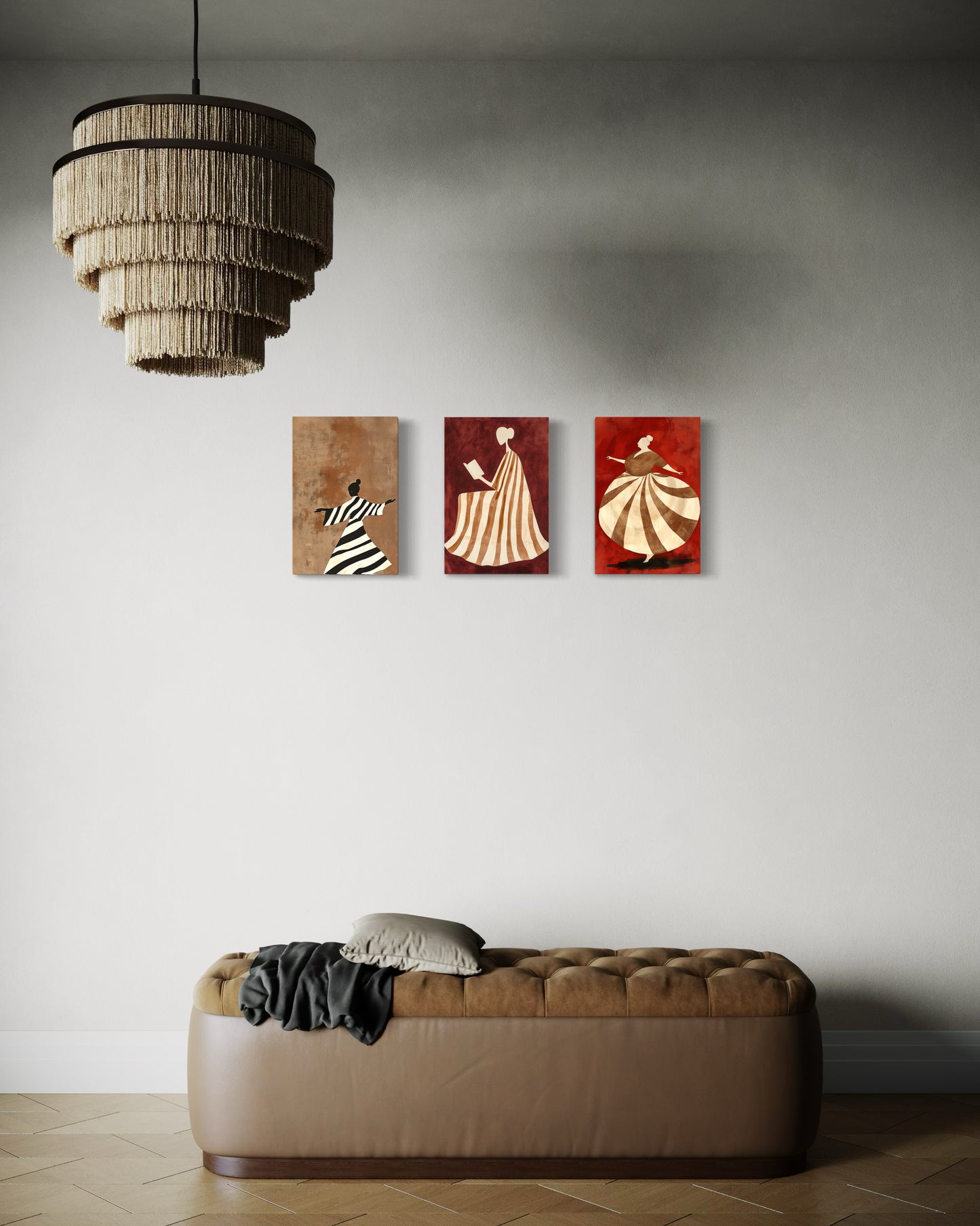 Set de 3 Cuadros Canvas - Woman Lines