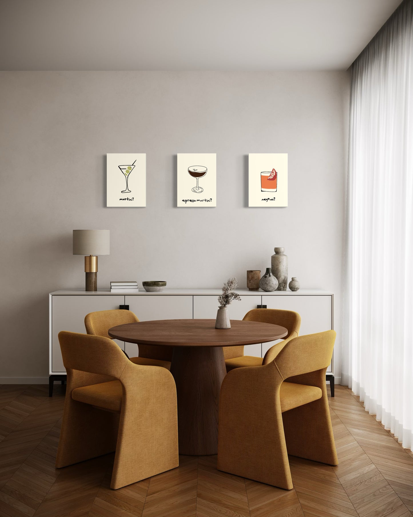 Set de 3 Cuadros Canvas – Cocteles Clásicos