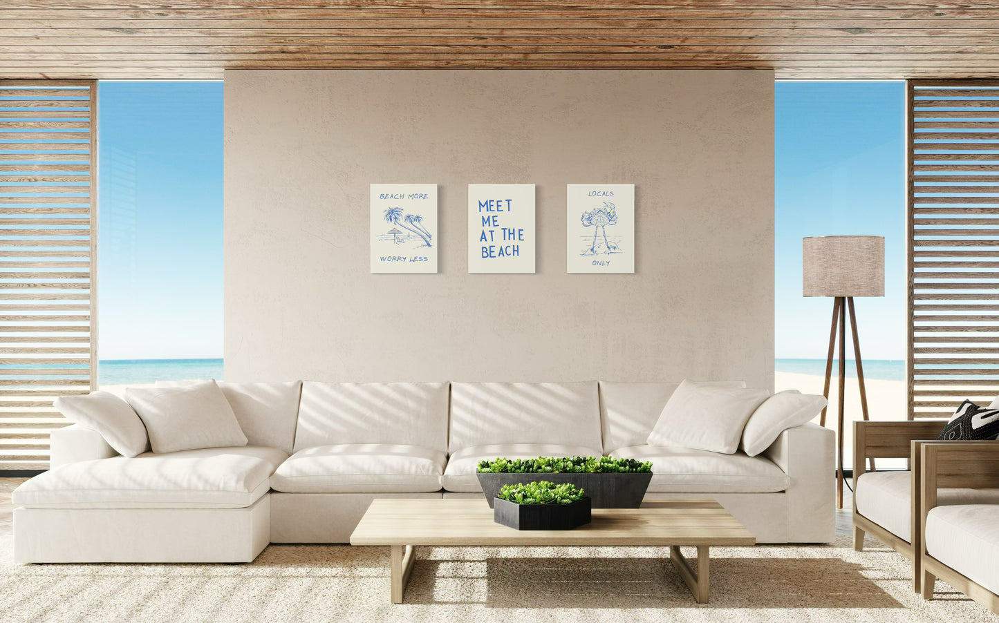 Set de 3 Cuadros Canvas – Meet Me at the Beach