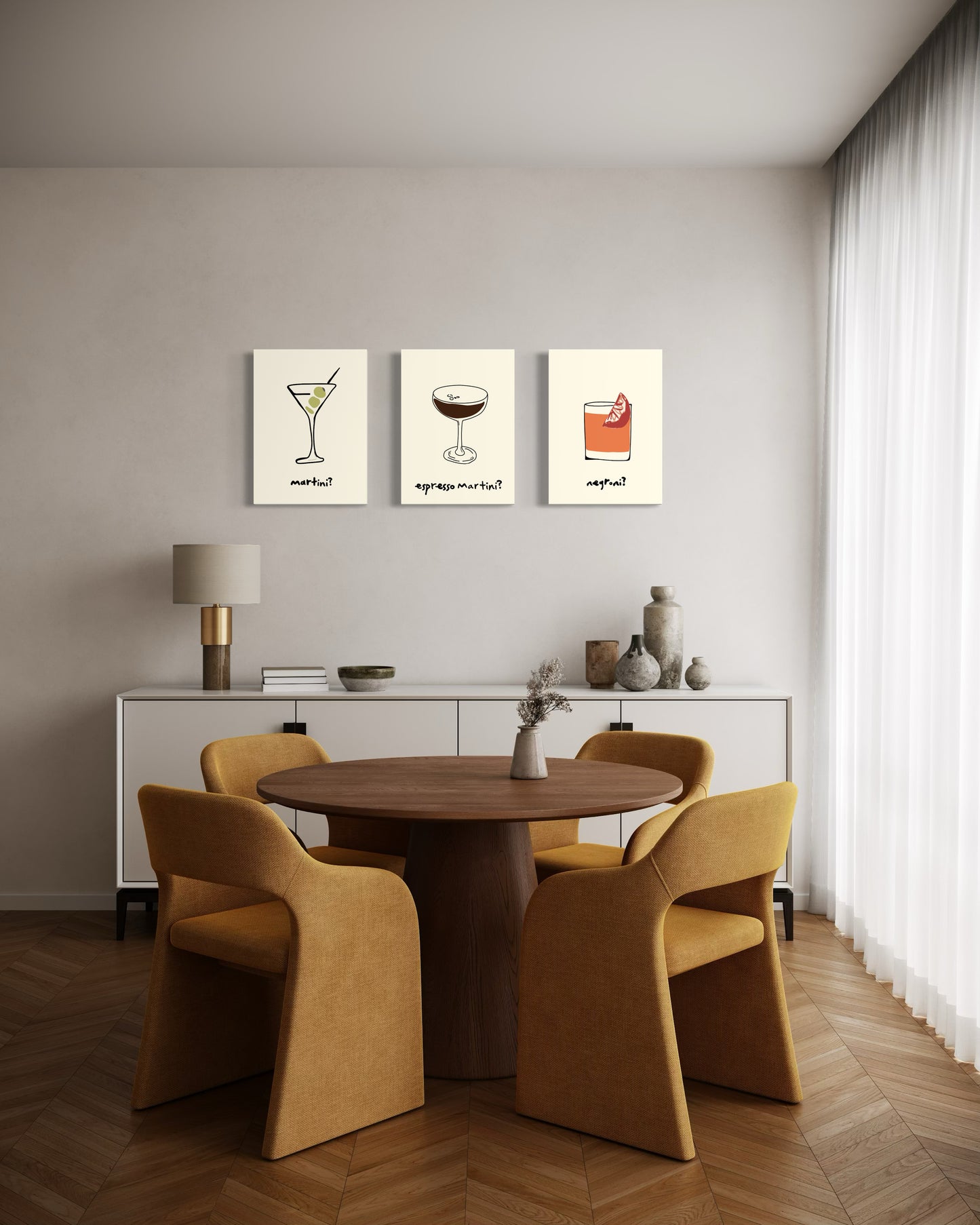 Set de 3 Cuadros Canvas – Cocteles Clásicos