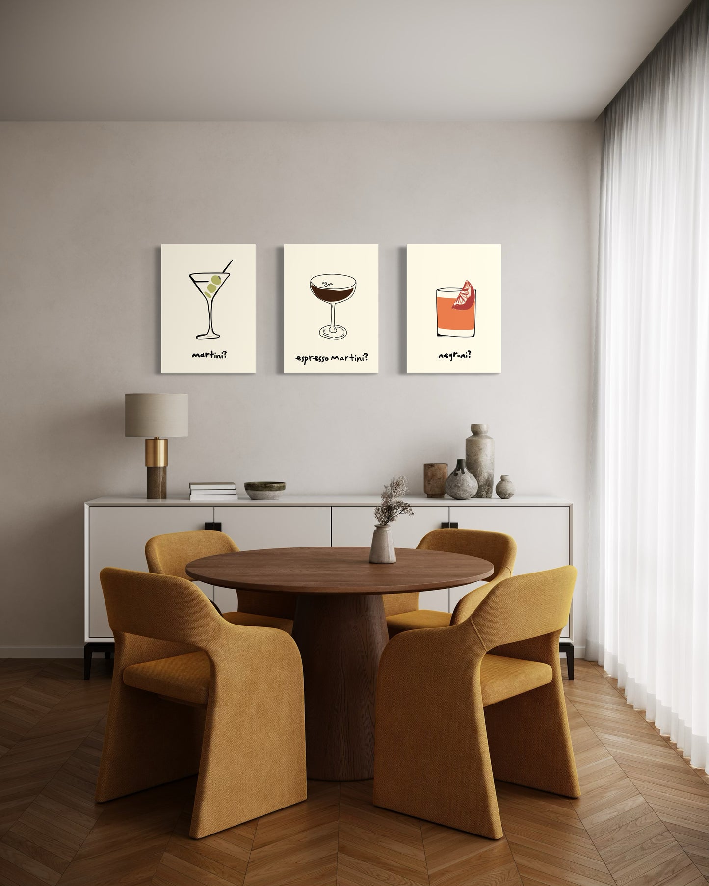 Set de 3 Cuadros Canvas – Cocteles Clásicos