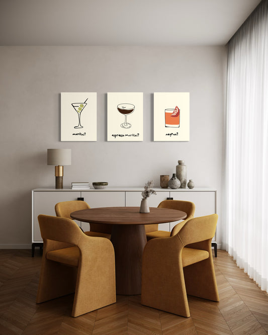 Set de 3 Cuadros Canvas – Cocteles Clásicos