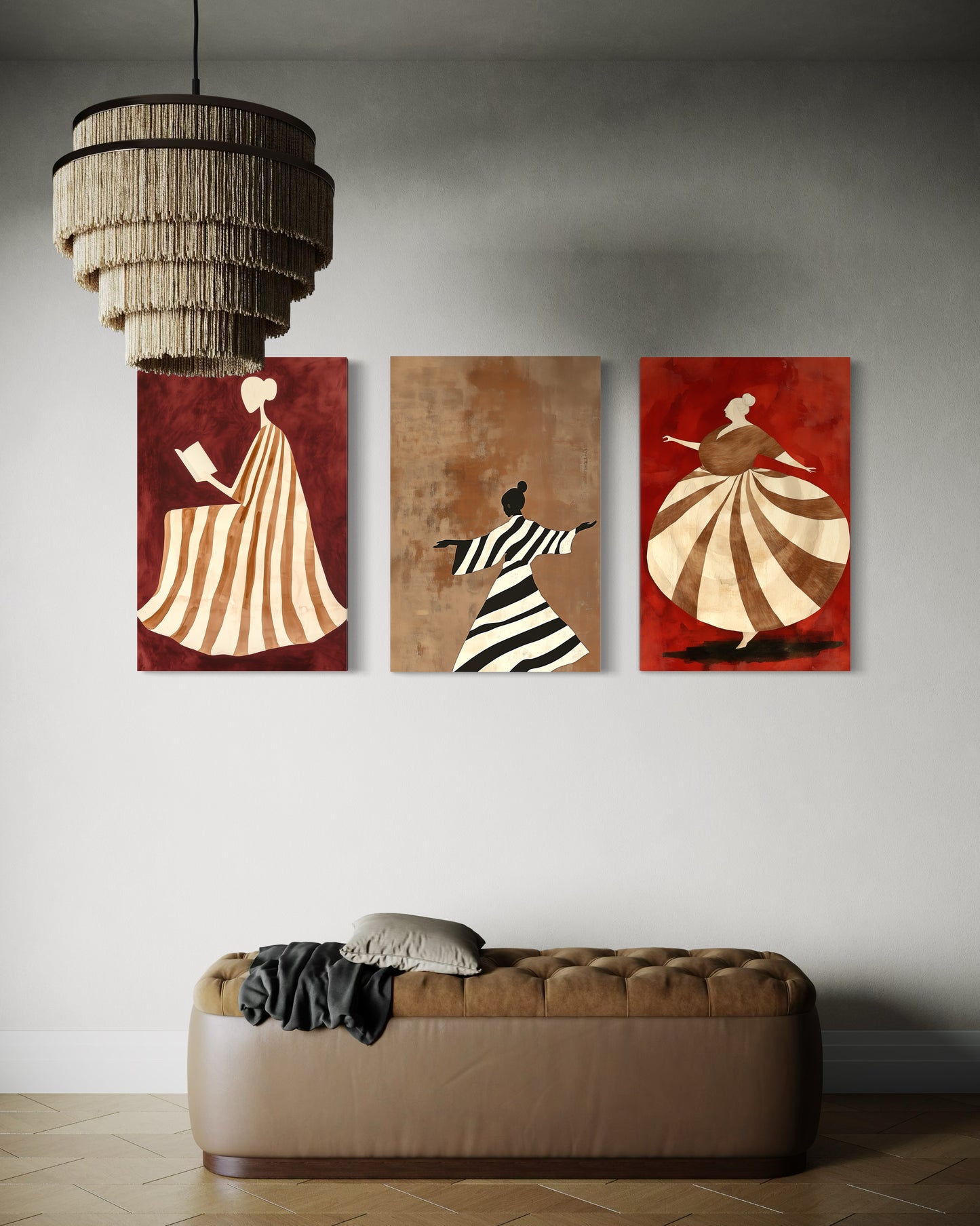 Set de 3 Cuadros Canvas - Woman Lines