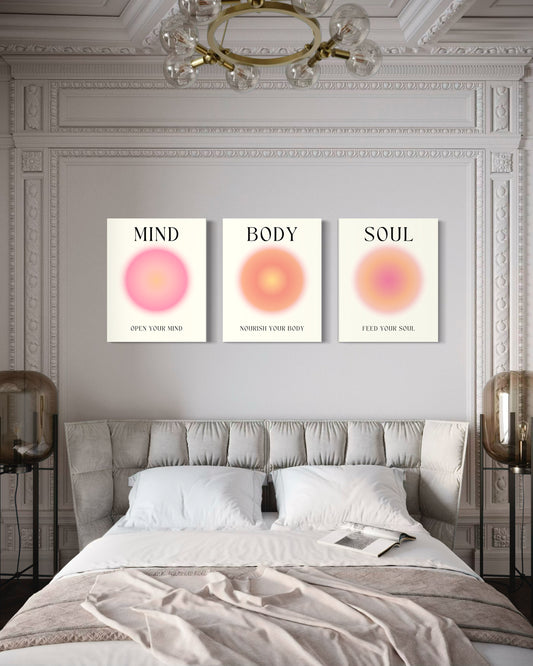 Set de 3 Cuadros Canvas – Mind Body Soul