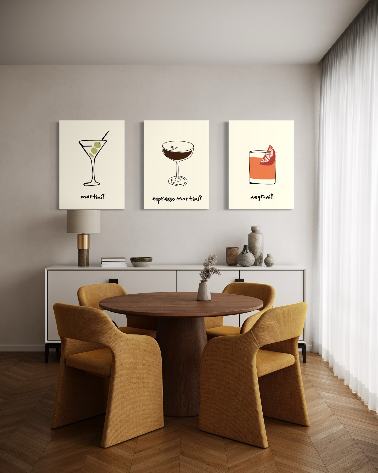 Set de 3 Cuadros Canvas – Cocteles Clásicos