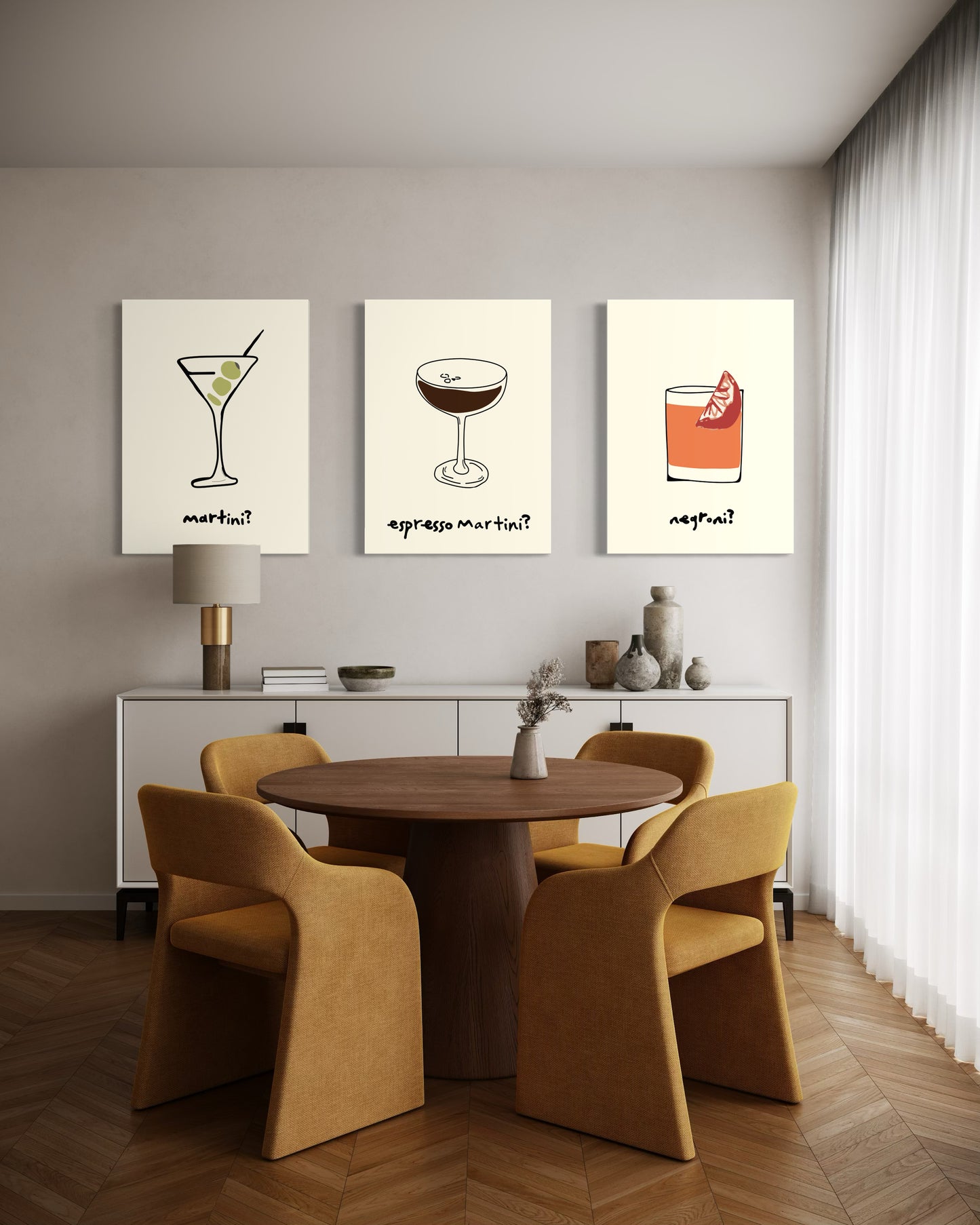 Set de 3 Cuadros Canvas – Cocteles Clásicos